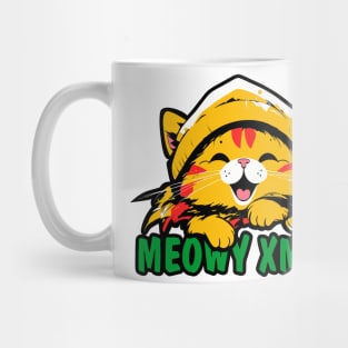 Funny Cat Thanksgiving Christmas Gift - Meowy XMas Mug